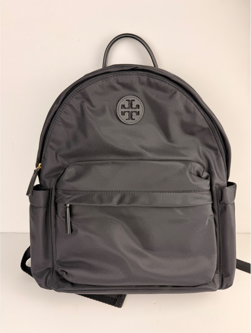 Tory Burch Ella Nylon Backpack Black Logo Travel Work School Bag NWOT